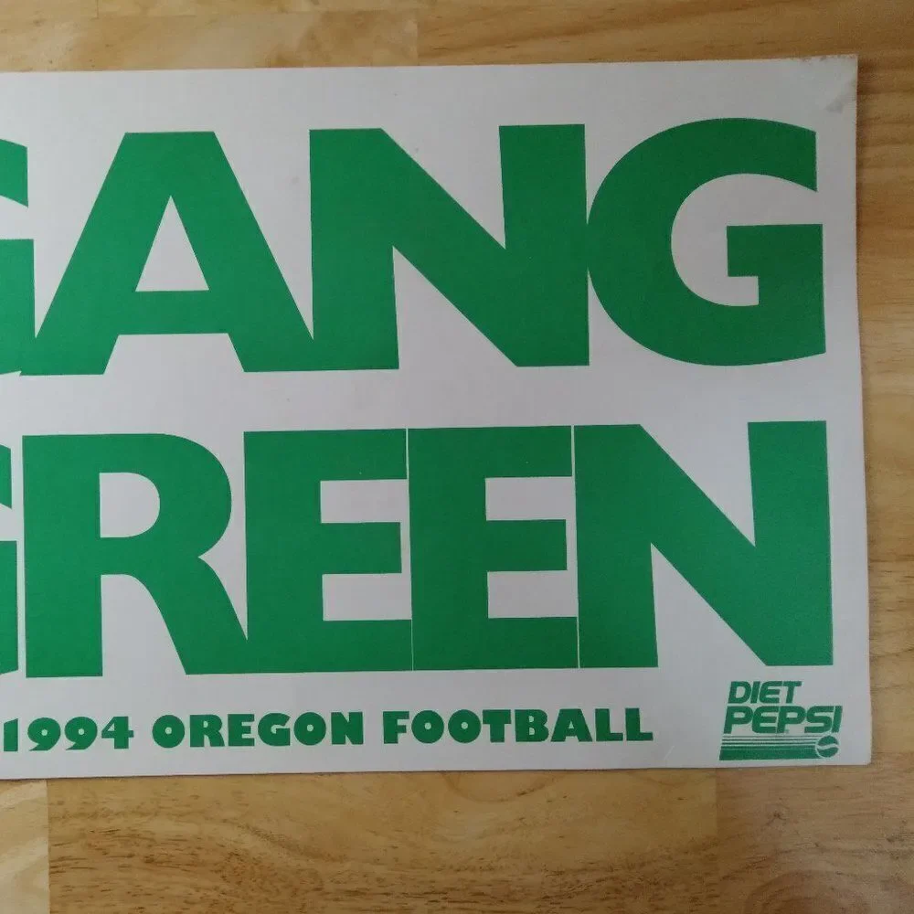 Vintage Gang Green 1994 Oregon Ducks Football Poster Pepsi Promotion